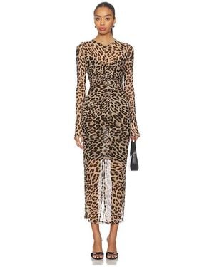 GOOD AMERICAN Mesh Ruched Maxi Dress - Natural
