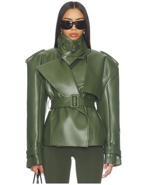 Naked Wardrobe Kurzer Trenchcoat Aus Kunstleder - Grün