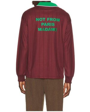 Drole de Monsieur Slogan Long Sleeve Polo - Red