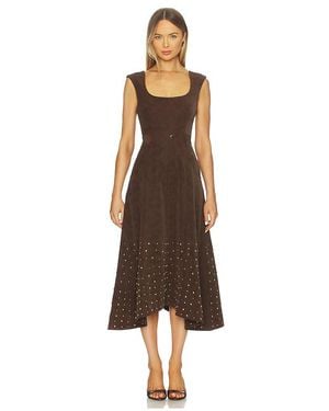 AMUR Kenny Suede Studded Midi Dress - Natur