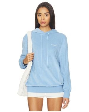 Hunza G Towelling Embroidered Hoodie - Blue