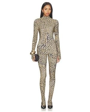 Norma Kamali Long Sleeve Slim Fit Turtle Catsuit With Footie - Natural