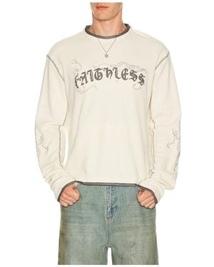 Jaded London Faithless Rib Cross Applique Long Sleeve Tee - Natural