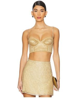 For Love & Lemons Glitter Grid Bustier Top - Natural