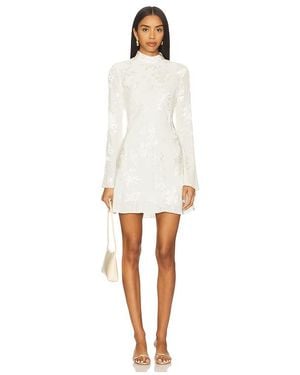 Hemant & Nandita Biased Mini Dress With Mock Neck - White