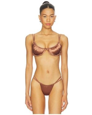 Isa Boulder Twisted Bikini Top - Orange