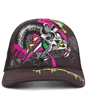 Ed Hardy Rhinestone Dagger Snake Hat - Red