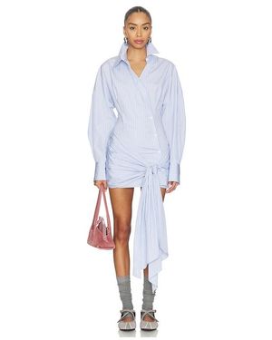 The Attico Tie Shirt Mini Dress - Blue