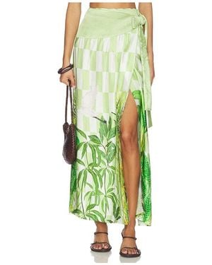VERANDAH Pushpanjali Wrap Maxi Skirt - Green