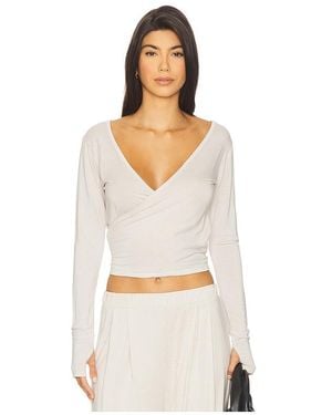 Michael Lauren Aziel Long Sleeve Cross Front Tee - White