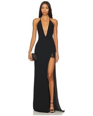 SAU LEE Frankie Open-Back Crepe Gown - Black