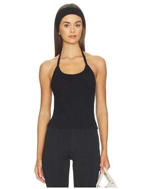 Enza Costa Cotton Rib Halter - Black
