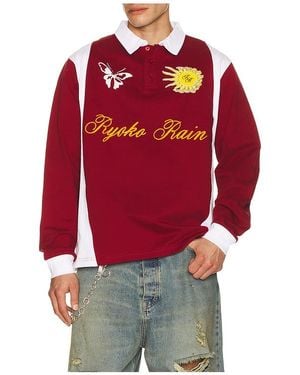 Ryoko Rain Rugby Long Sleeve Polo - Red