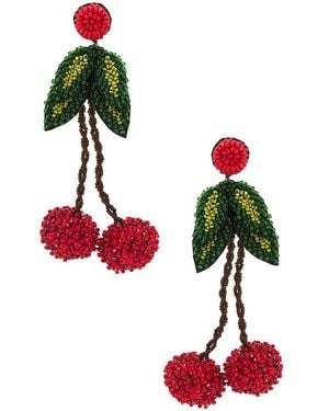 Deepa Gurnani Pendientes Largos Cherry En Color Rojo Talla