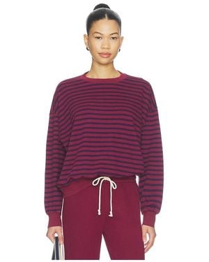 Daydreamer Stripe Terry Oversized Sweatshirt - Purple