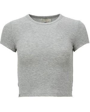 Barefoot Dreams Malibu Collection Ultra Soft Rib Cropped Tee - Grey