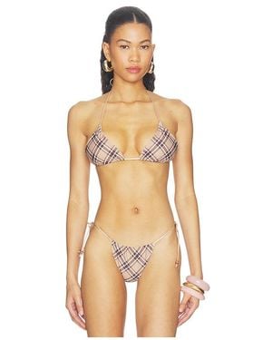 Tiger Mist Reversible Ave Bikini Top With Mesh Scarf - Natural