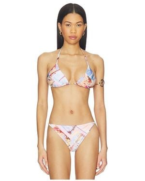 L'Agence 'Agence Kristin Postcard Print Bikini Tri Slider Bra - Multicolor