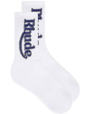 Rhude Vertical Race Track Sock - White
