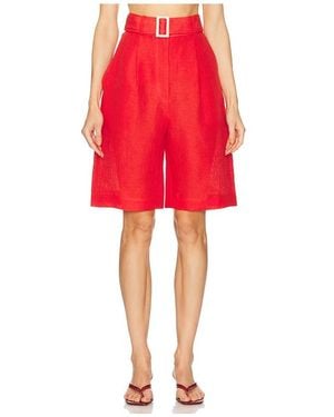 Matthew Bruch Pleated Bermuda Short - Red