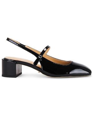 Tony Bianco Patent Leather Square-Toe Slingback Heels - Black