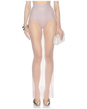 Alex Perry Crystal Mesh Maxi Skirt - White