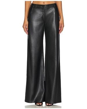 Amanda Uprichard Faux Leather Wide-Leg Pants - Black