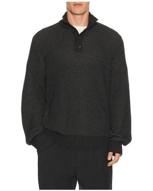 Faherty PULL QUARTER BUTTON en Charcoal - Noir
