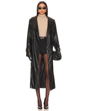 SNDY'S Tyra Faux Leather Trench - Black