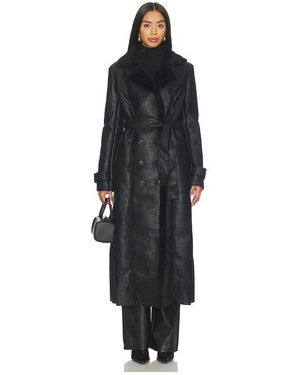 Bardot Faux Leather Trench Coat - Schwarz