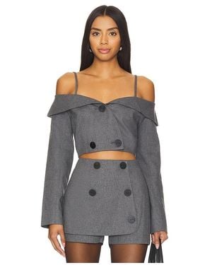 Matthew Bruch Off Shoulder Double-Breasted Top - Black