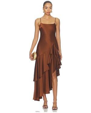 Susana Monaco Double Ruffle High Low Dress - Brown