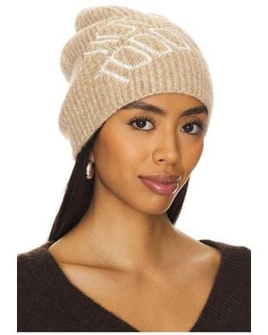 Jocelyn Rib Knit Hat With Embroidery - Natural