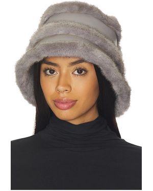 Jocelyn Faux Mink & Leather Bucket Hat - Grey