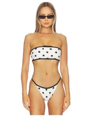 Self-Portrait Polka Dot Bikini Top - Natural