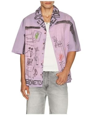 DIET STARTS MONDAY Doodle Button Up Shirt - Red