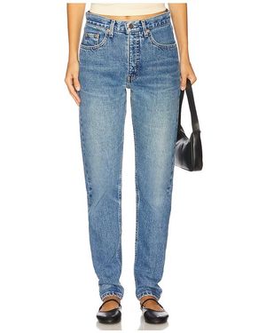 aligrace Vintage High Rise Slim Straight Jean - Blue