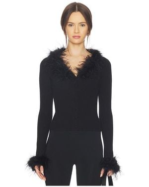 MAJORELLE Lela Feather Cardigan - Black