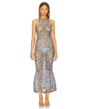 LAPOINTE Sequin High Low Midi Dress - White