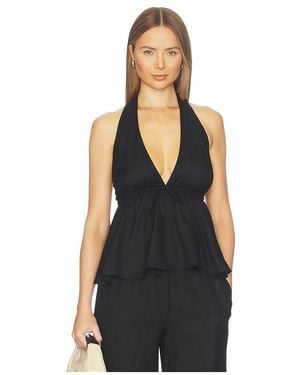 Lovers + Friends Lexa Linen Top - Black