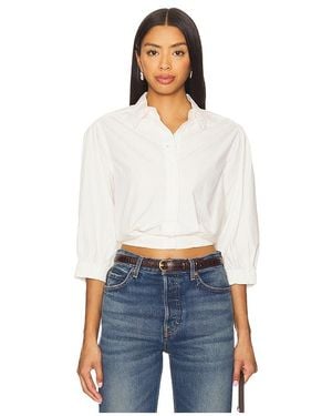 Bobi Puff Sleeve Cropped Top - White