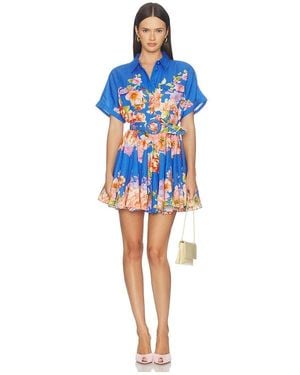 Hemant & Nandita Short Dress With Buckle Belt - Blue