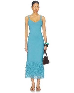 AMUR Decker Fringe Midi Dress - Blue