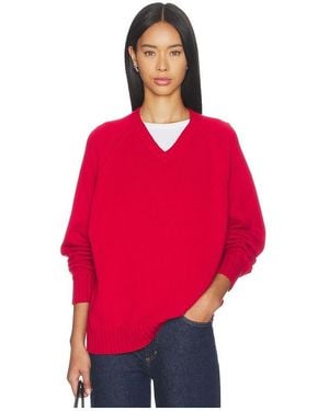DONNI. Der Baumwollstrickpullover Mit V-Ausschnitt - Rot
