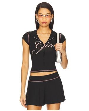 I.AM.GIA Cap Sleeve Blare Hoodie Top - Black