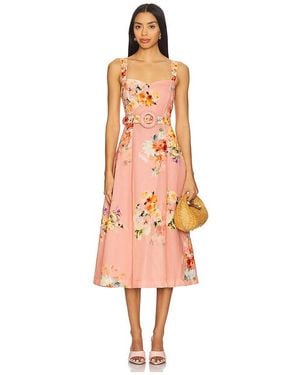 Hemant & Nandita Midi Dress With Buckle Belt - White