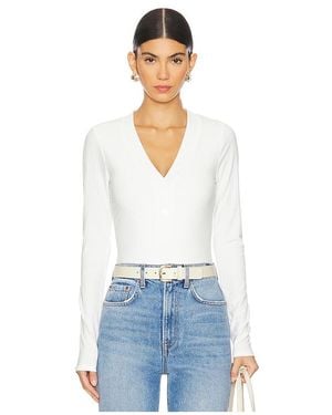 GOOD AMERICAN Ribbed Henley - White