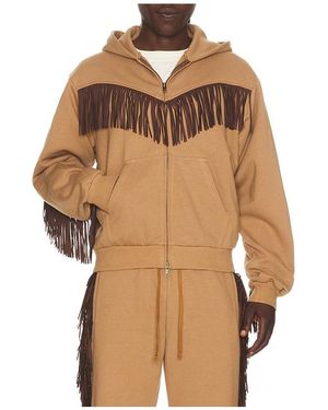 Austin Post Fringed Full Zip Hoodie - Braun