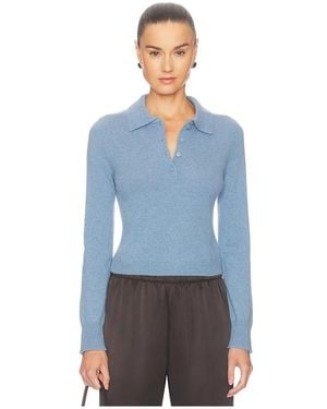 Jonathan Simkhai Constance Long Sleeve Polo - Blue