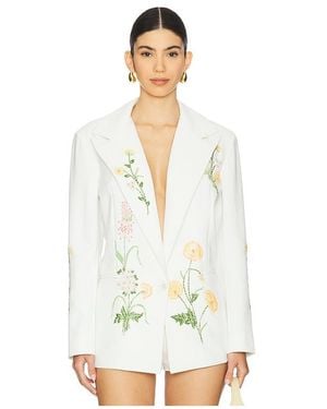 La Fuori Summer Bloom Embellished Jacket - White